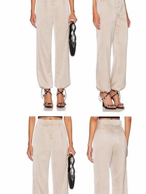 Dolce Cabo Cream Wide-Leg Drawstring Hem Pants